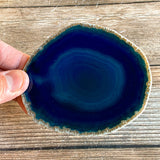 Set of 4 Large Blue Agate Coasters (Approx. 3.35 - 3.75" Long), Geode Quartz Crystal