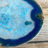 Large Blue Agate Slice - Approx 4.25" Long - Large Agate Slice - Coaster