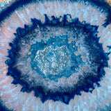 Blue Agate Slice: Approx 3.5" Long, Quartz Crystal Coaster Geode Stone