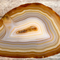 Set of 4 Natural Agate Slices: ~3.0 - 3.5" Long w/ Quartz Crystal Geode Centers