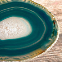 Large Teal Agate Slice - Approx 5.0" Long - Large Agate Slice