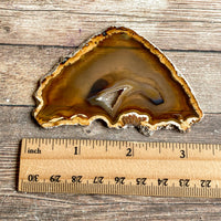 Natural Agate Slice (Approx 3.30" Long) w/ Quartz Crystal Druzy Geode Center