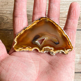 Natural Agate Slice (Approx 3.30" Long) w/ Quartz Crystal Druzy Geode Center