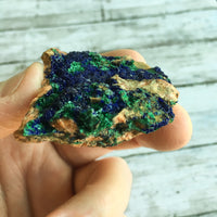 Azurite w/ Malachite: 1.75" Long, 1.9oz (52g) Unpolished Raw Rough Mineral