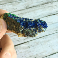 Azurite w/ Malachite & Galena: 2.8" Long, 3.3oz (94g) Unpolished Raw Rough Mineral