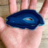 Blue Agate Slice (Approx 3.85" Long) with Quartz Crystal Druzy Geode Center