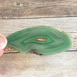 Green Agate Slice (Approx 4.0" Long) w/ Quartz Crystal Druzy Geode Center