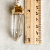 Quartz Crystal Point Necklace - Gold Plated - Crystal Pendant Jewelry Genuine