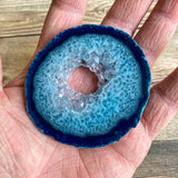 Set of 3 Blue Agate Slices (~2.8 - 3.0" Long) w/ Quartz Crystal Geode Centers