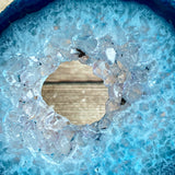 Set of 3 Blue Agate Slices (~2.8 - 3.0" Long) w/ Quartz Crystal Geode Centers