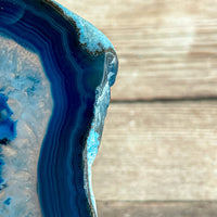 Set of 3 Blue Agate Slices (~2.8 - 3.0" Long) w/ Quartz Crystal Geode Centers