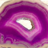 Purple Agate Slice: Approx 2.75" Long w/ Quartz Crystal Druzy Geode Center
