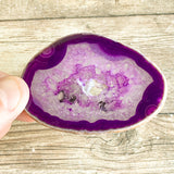 Purple Agate Slice: Approx 2.8" Long w/ Quartz Crystal Druzy Geode Center
