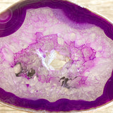 Purple Agate Slice: Approx 2.8" Long w/ Quartz Crystal Druzy Geode Center