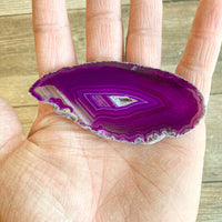 Purple Agate Slice: Approx 3.5" Long w/ Quartz Crystal Druzy Geode Center