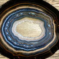 Natural Agate Slice (Approx 2.9" Long) w/ Quartz Crystal Druzy Geode Center