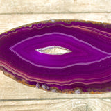 Purple Agate Slice: Approx 3.8" Long w/ Quartz Crystal Druzy Geode Center