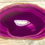 Purple Agate Slice: Approx 3.75" Long w/ Quartz Crystal Druzy Geode Center