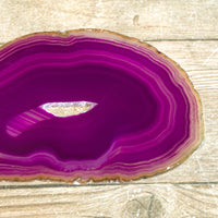 Purple Agate Slice: Approx 3.75" Long w/ Quartz Crystal Druzy Geode Center