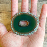 Green Agate Slice (Approx 2.85" Long) w/ Crystal Geode Center DISCOUNTED CHIPPED