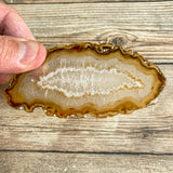 Natural Agate Slice (Approx 4.0" Long) w/ Quartz Crystal Druzy Geode Center