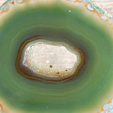 Green Agate Slice (Approx 2.85" Long) w/ Crystal Geode Center DISCOUNTED CHIPPED