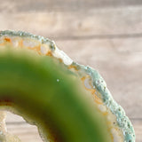 Green Agate Slice (Approx 2.85" Long) w/ Crystal Geode Center DISCOUNTED CHIPPED