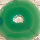 Green Agate Slice (Approx 2.8" Long) w/ Crystal Geode Center DISCOUNTED CHIPPED