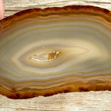 Natural Agate Slice (Approx 3.8" Long) w/ Quartz Crystal Druzy Geode Center