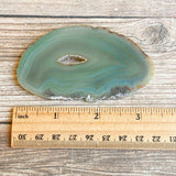 Green Agate Slice (Approx 3.45" Long) w/ Quartz Crystal Druzy Geode Center