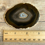Natural Agate Slice (Approx 3.15" Long) w/ Quartz Crystal Druzy Geode Center