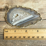 Natural Agate Slice (Approx 3.4" Long) w/ Quartz Crystal Druzy Geode Center