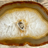 Natural Agate Slice (Approx 3.1" Long) w/ Quartz Crystal Druzy Geode Center