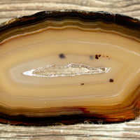 Natural Agate Slice (Approx 3.25" Long) w/ Quartz Crystal Druzy Geode Center