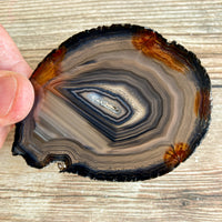 Natural Agate Slice (Approx 3.0" Long) w/ Quartz Crystal Druzy Geode Center