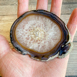 Large Natural Agate Slice: Approx 4.0" Long, Quartz Crystal Coaster Geode Stone - Large Agate Slice