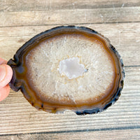 Large Natural Agate Slice: Approx 4.0" Long, Quartz Crystal Coaster Geode Stone - Large Agate Slice