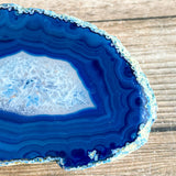 Large Blue Agate Slice (~4.45" Long), Crystal Stone Mineral - Large Agate Slice