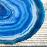 Large Blue Agate Slice (~4.3" Long), w/ Quartz Crystal Druzy Geode Center - Large Agate Slice
