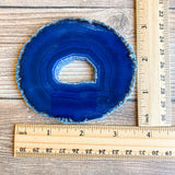 Blue Agate Slice (Approx 3.65" Long) w/ Quartz Crystal Druzy Geode Center