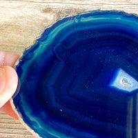 Large Blue Agate Slice (~4.5" Long), w/ Quartz Crystal Druzy Geode Center - Large Agate Slice