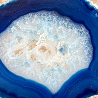 Blue Agate Slice (Approx 3.65" Long) w Crystal Geode DISCOUNTED CHIPPED