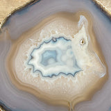 Large Natural Agate Slice (Approx 4.05" Long) w/ Quartz Crystal Druzy Geode Center - Large Agate Slice