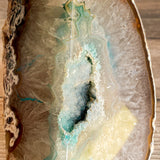 Teal Agate Bookends: 4 lbs 13.9 oz, 6.25" Wide, A Quality Quartz Crystal Geode Center Book End Mineral