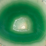 Green Agate Slice (Approx 2.8" Long) w/ Quartz Crystal Druzy Geode Center