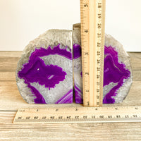 Purple Agate Bookends: 3 lbs 2.0 oz, 5.8" Wide, A Quality Quartz Crystal Geode Center Book End Mineral