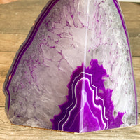 Purple Agate Bookends: 3 lbs 15.5 oz, 8.0" Wide, A Quality Quartz Crystal Geode Center Book End Mineral